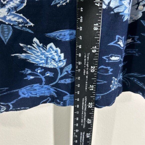 Style &‎ Co PM Blue Floral V-Neck 3/4 Sleeve Blouse Size M - Picture 3 of 5